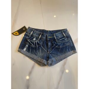 Vintage Lois Jeans Womens Distressed Denim Micro Shorts Dark‎ Wash Y2K Size 26
